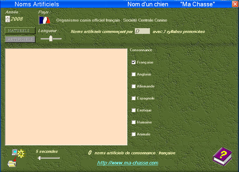 vue cran logiciel nom d'un chien