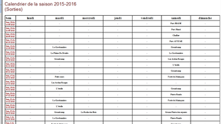 Envoi du calendrier des sorties ou chasses